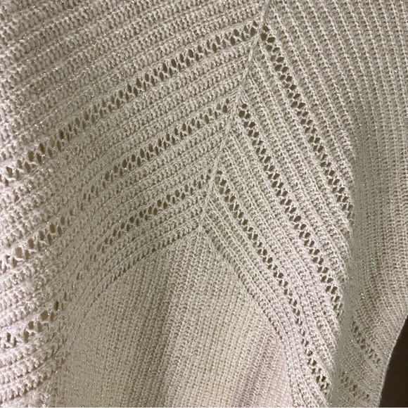 Lucky Brand holiday cream gold metallic crew neck knit sweater Size large - Picture 4 of 12